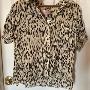 Philosophy Black and cream Button Down Shirt with Notched Collar